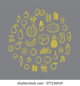 vegetables and fruits icons