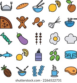 Vegetables and fruits icons set, Vegetables icons pack, fruits vector icons set, food and drink  set, Vegetables icons collection, Food  pack, Vegetables and fruits fill set