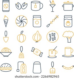 Vegetables and fruits icons set, Vegetables icons pack, fruits vector icons set, food and drink  set, Vegetables icons collection, Food  pack, Vegetables and fruits fill set