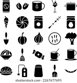 Vegetables and fruits icons set, Vegetables icons pack, fruits vector icons set, food and drink  set, Vegetables icons collection, Food  pack, Vegetables and fruits fill set