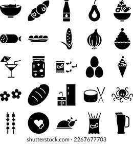 Vegetables and fruits icons set, Vegetables icons pack, fruits vector icons set, food and drink  set, Vegetables icons collection, Food  pack, Vegetables and fruits fill set