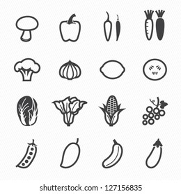 Vegetables and Fruits Icons with White Background