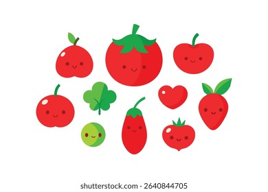 Vegetables and Fruits Illustration Set Vector Design