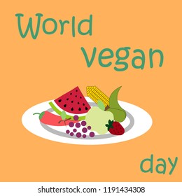 vegetables and fruits on a plate for world vegan day