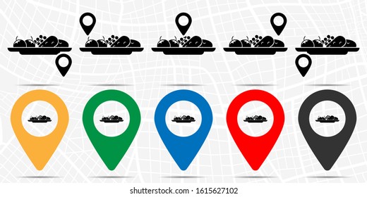 vegetables, fruits, plate icon in location set. Simple glyph, flat illustration element of Food theme icons