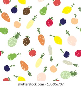 Vegetables and fruits seamless pattern