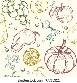 Vegetables and fruits seamless pattern