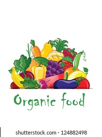 Vegetables and fruits, vector background