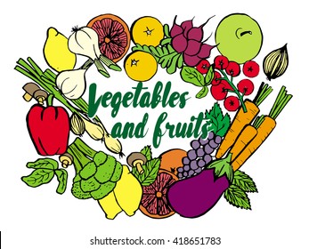 vegetables and fruits vector illustration