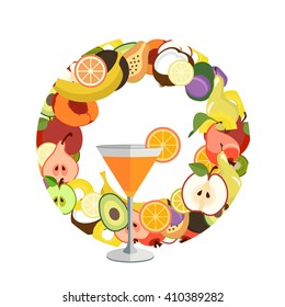 Vegetables and fruits. Vector Illustration. Fruits collection. Template for your design.