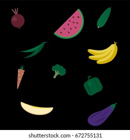 Vegetables and fruits vector set