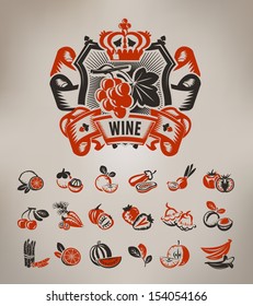 Vegetables and fruits. Vintage