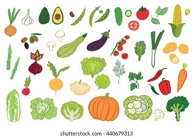Vector Illustration Set Vegetables Icons Stock Vector (Royalty Free ...