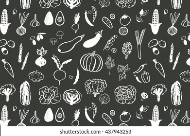 vegetables graphic vector line pattern