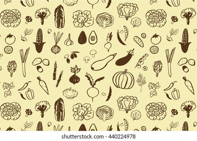 vegetables graphic vector line pattern