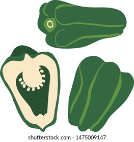 vegetables green pepper isolated on white background