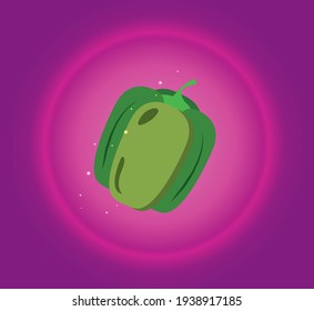 vegetables, green pepper. vector image pink background in degrade