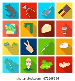 vegetables, greens, walnutand other web icon in flat style., hair, people, salad icons in set collection.