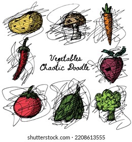 Vegetables Hand drawn Chaotic Lines Doodle
