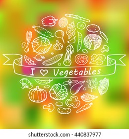 Vegetables hand drawn doodle elements