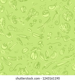 Vegetables hand drawn seamless pattern