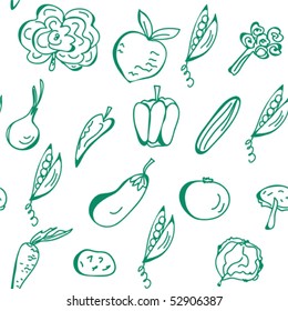 Vegetables hand drawn seamless pattern