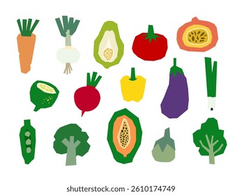 Vegetables in Hand-drawn style set, Drawing of food elements for design menu label packaging icons etc. vector illustration