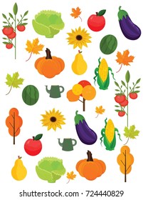Vegetables harvest Autumn season pattern background Vector