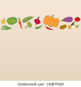 Vegetables harvest. Bright vegetables: tomato, cucumber, carrot, chili, broccoli, etc.