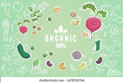 Vegetables healthy food poster of organic veggie vector image