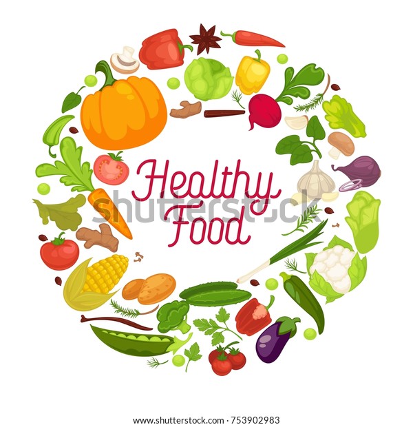 Vegetables Healthy Food Poster Organic Veggie Stock Vector (Royalty ...