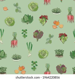 Vegetables healthy seamless vector pattern