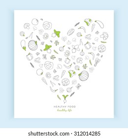 Vegetables in heart shape