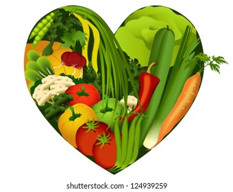 Vegetables in heart shape - diet products