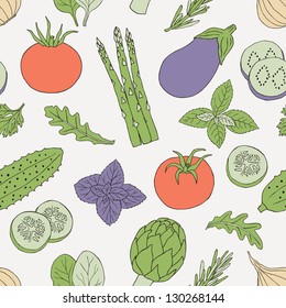 vegetables and herb seamless pattern