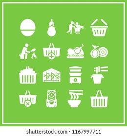 vegetables icon. 16 vegetables vector set. greenhouse, cooking, noodle and mango icons for web and design about vegetables theme