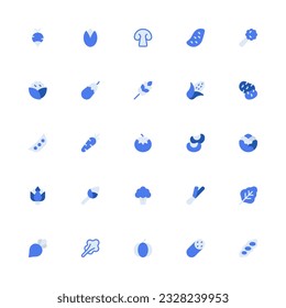 Vegetables Icon Collection. Pixel Perfect Vegetables Monochrome Style 2D Icon