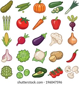 Vegetables icon collection - vector color illustration