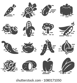 Vegetables icon collection - vector silhouette illustration set