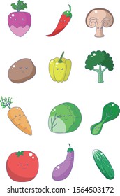 vegetables icon cute. vector. handdraw