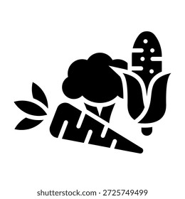 Ilustração de vetor de estilo de glifo de ícone de legumes