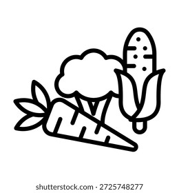 Ilustración vectorial de estilo de línea de icono de verduras