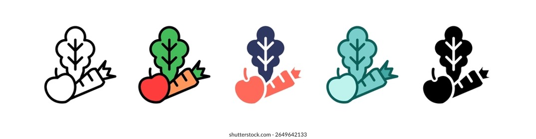 Icono de verduras Ilustración vectorial múltiple