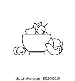 Vegetables icon. Outline thin line icon. Isolated on white background.