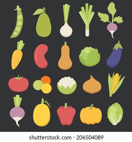 Vegetables icon set - 20 colorful icons