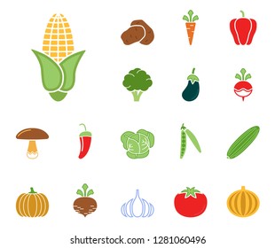 vegetables icon set