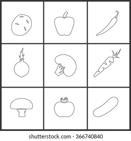 Vegetables icon set 