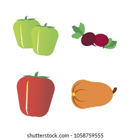 Vegetables icon set with 4 about red, muslim, gourd, bell pepper, long and two