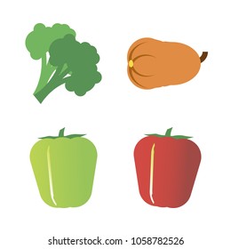 Vegetables icon set with 4 about muslim, gourd, red, bell pepper, pumpkin and green