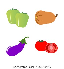Vegetables icon set with 4 about bell pepper, aubergine, two, eggplant, muslim and capsicum